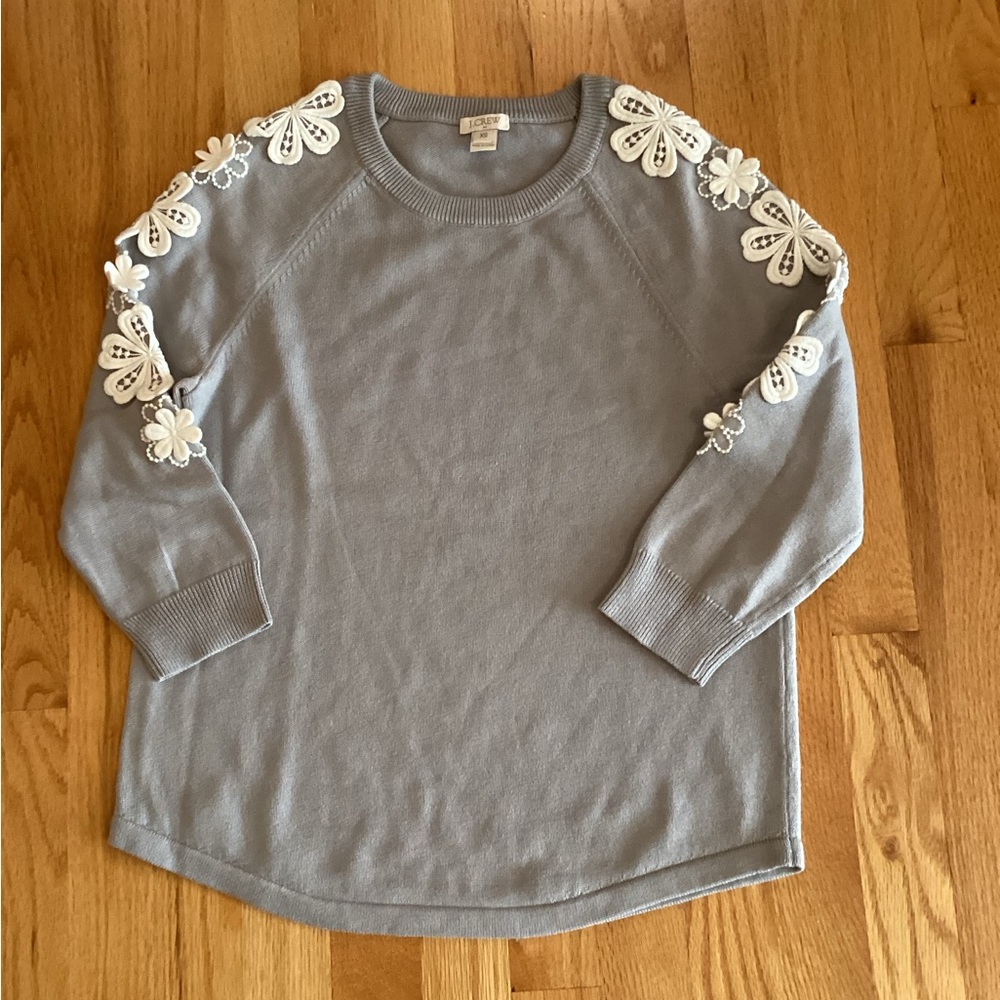J.Crew sweater with floral appliqué